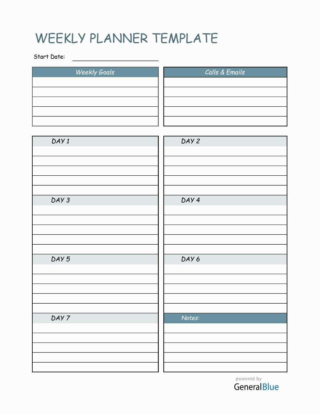 weekly task calendar template