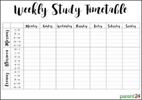 calendar study plan template