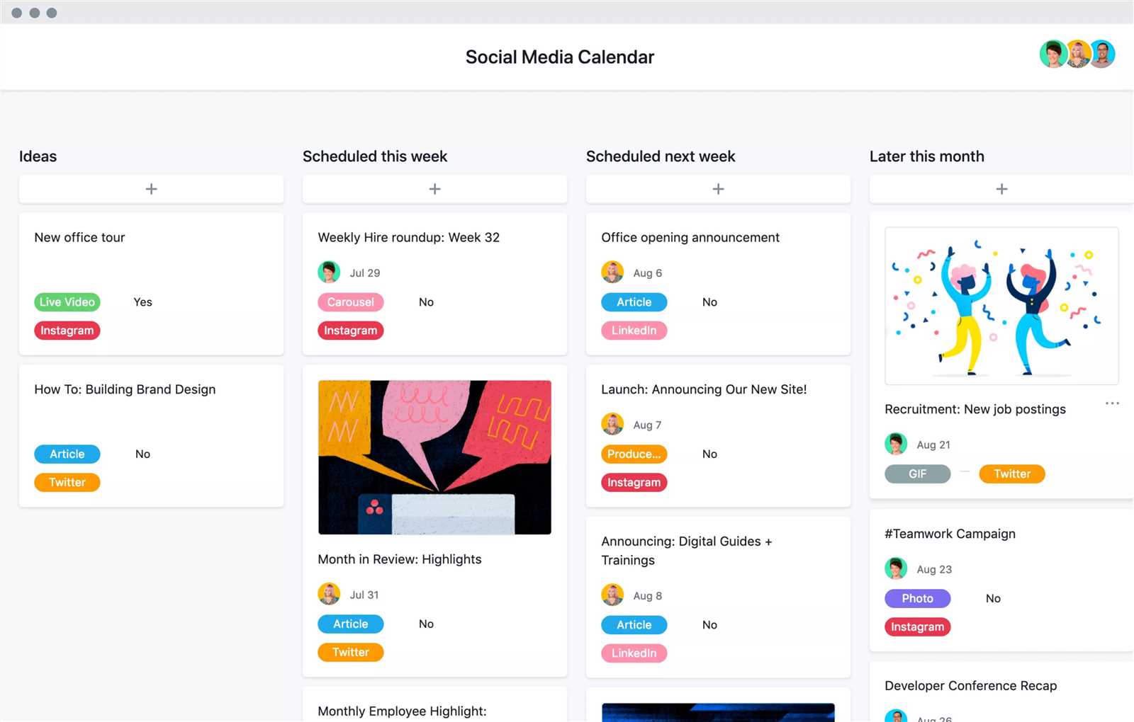 social media calendar template for small business