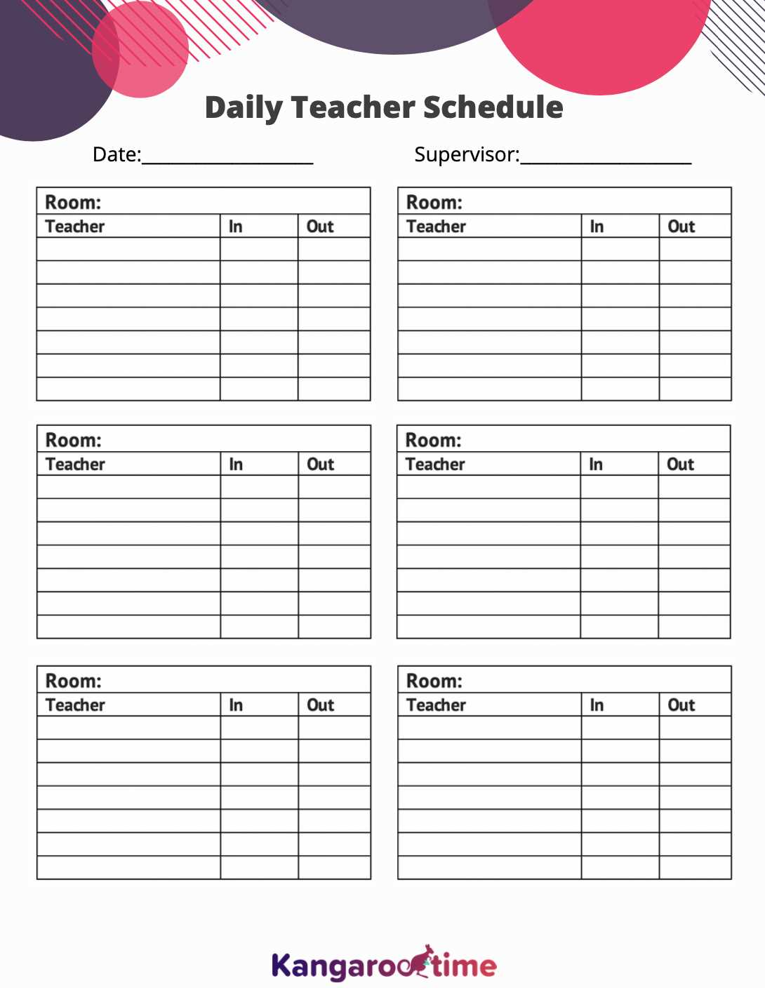 calendar template for teachers