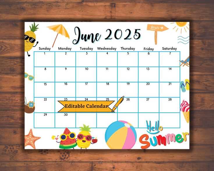 june 2025 calendar template editable