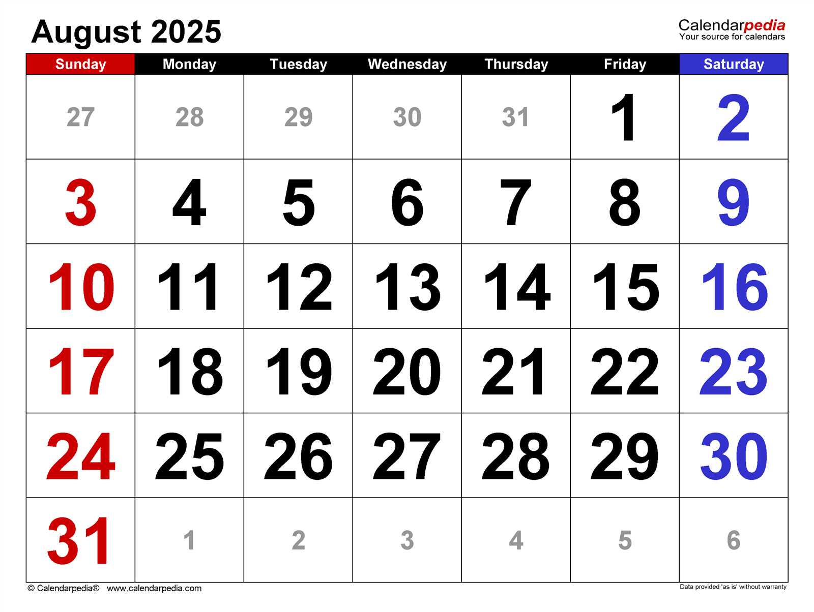 august 2025 calendar template editable