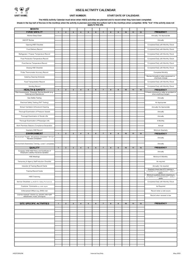 ehs compliance calendar template