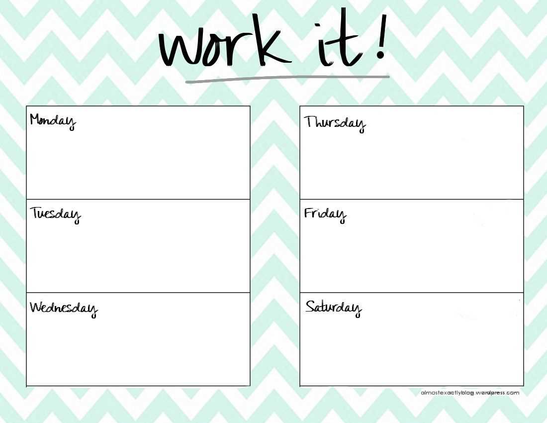 printable cute workout calendar template