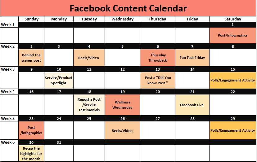 facebook editorial calendar template