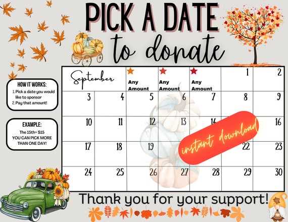 pay the date calendar fundraiser template free