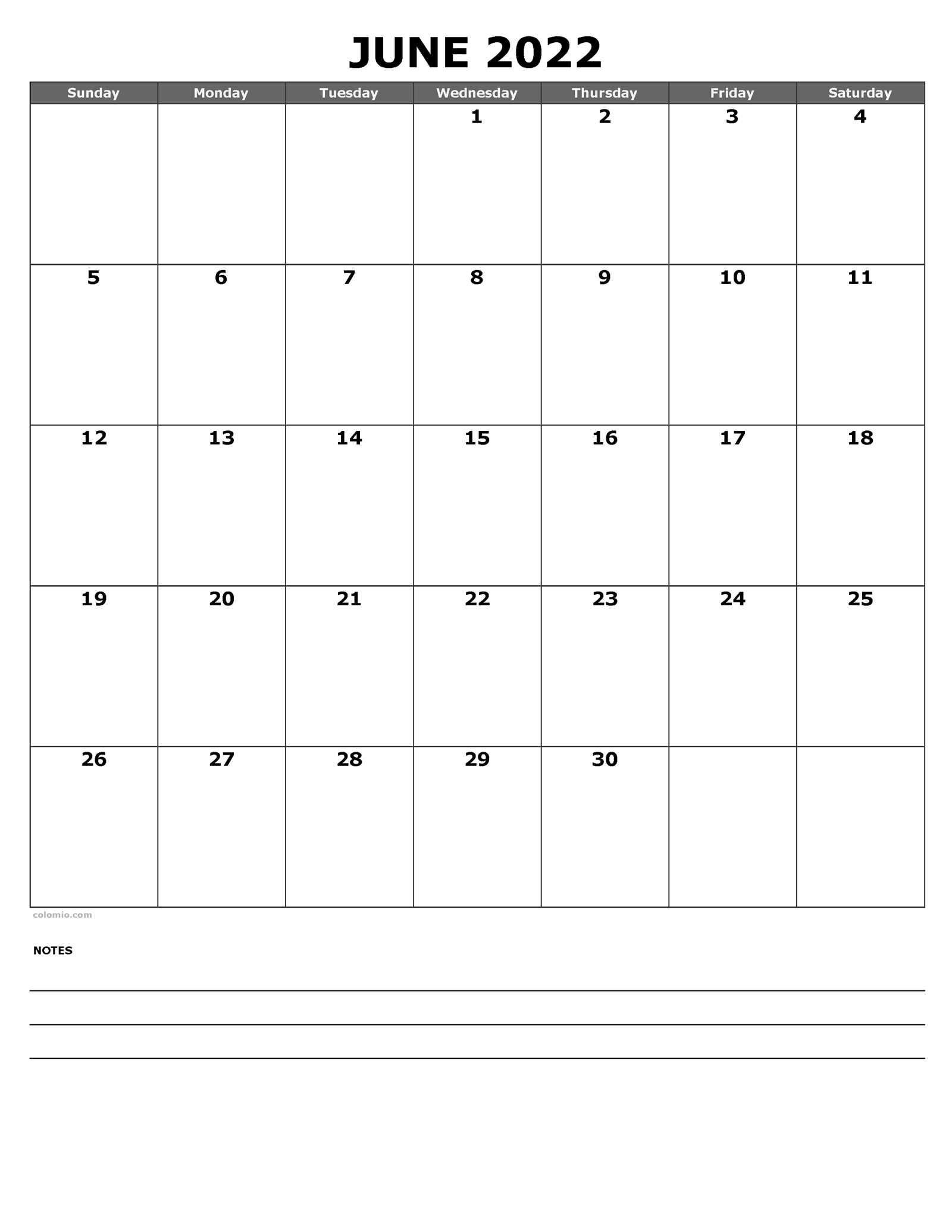 june calendar template free