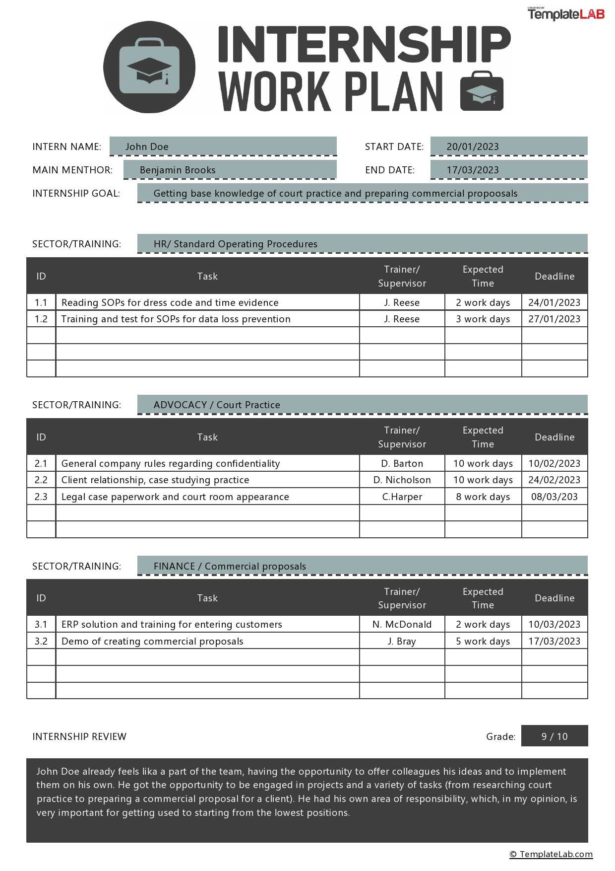 work planning calendar template