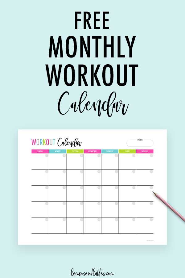 workout monthly calendar template