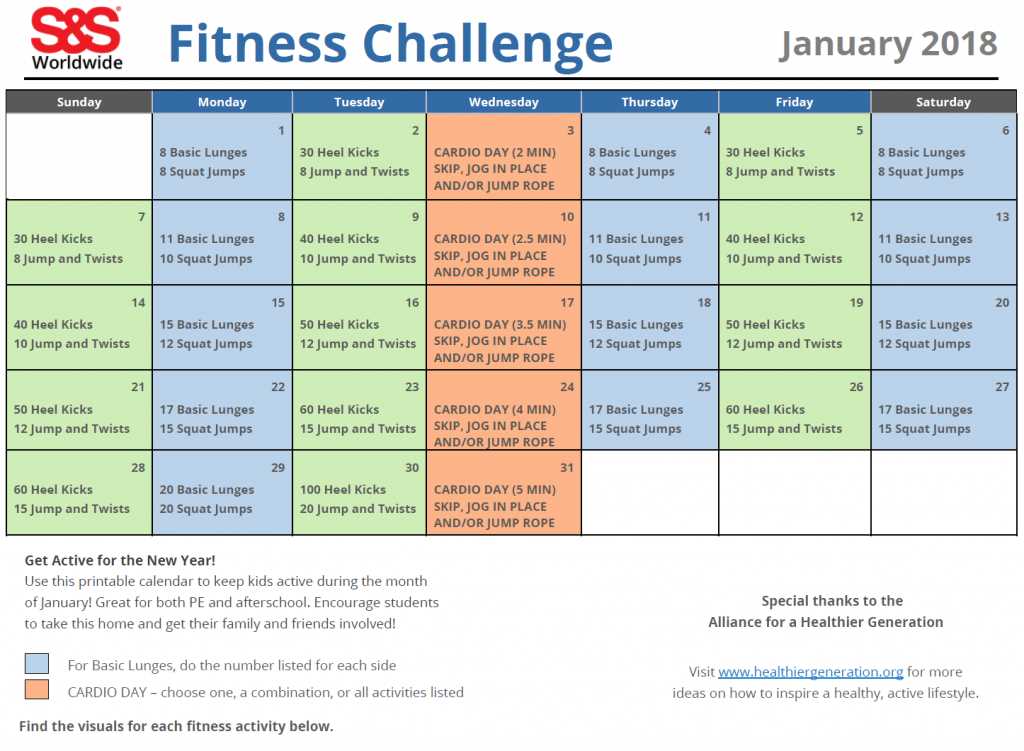 workout monthly calendar template