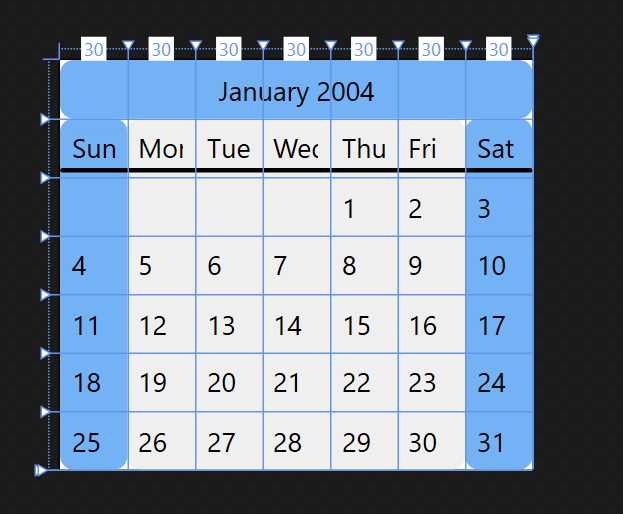 wpf calendar template