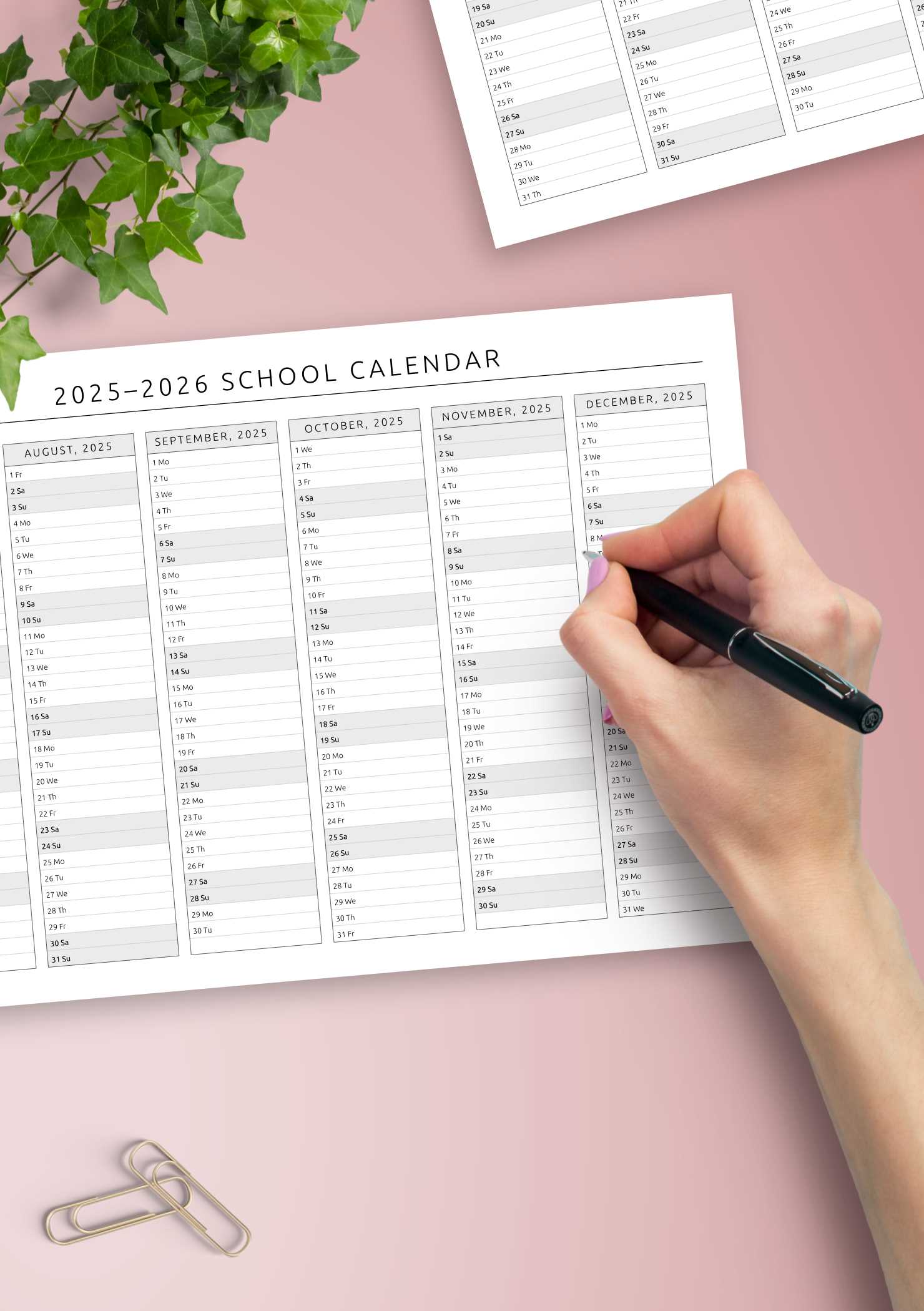 semester at a glance calendar template