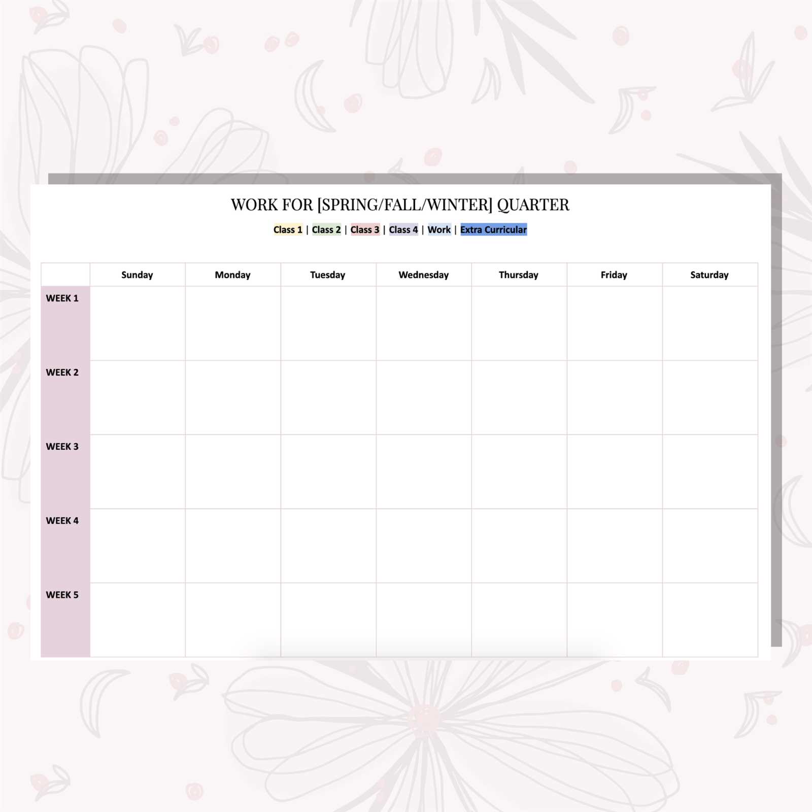 exam calendar template