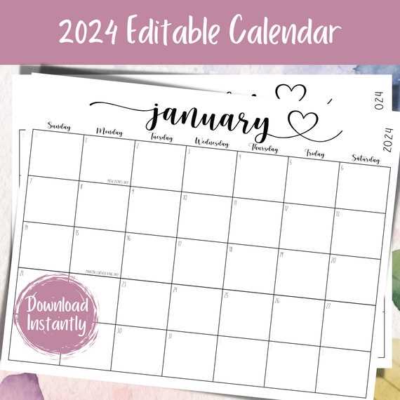 writable calendar template