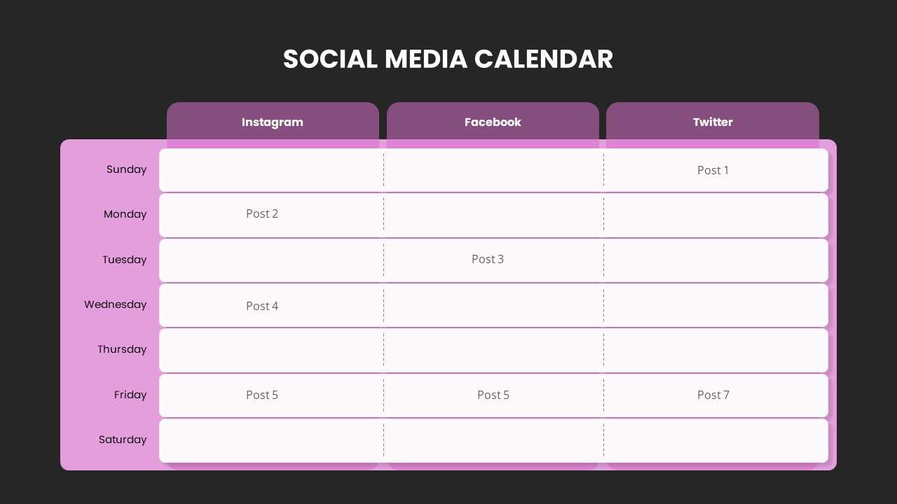 printable social media calendar template