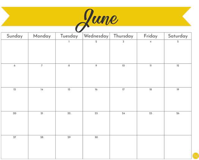 june calendar template free