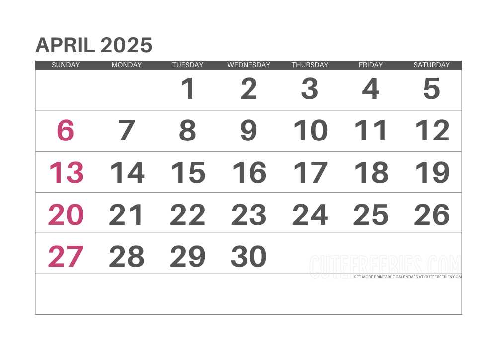numbers calendar template 2026