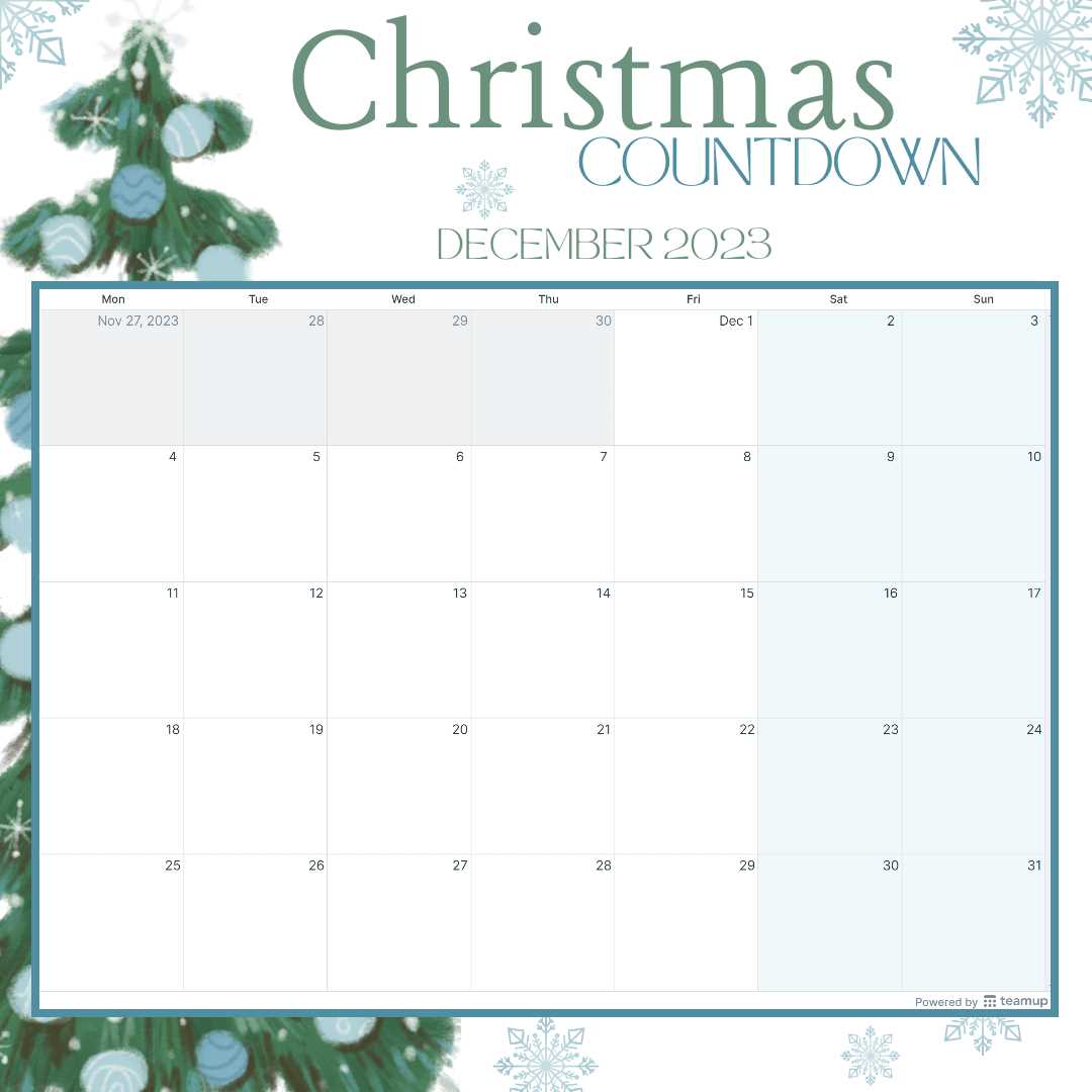 christmas calendar template