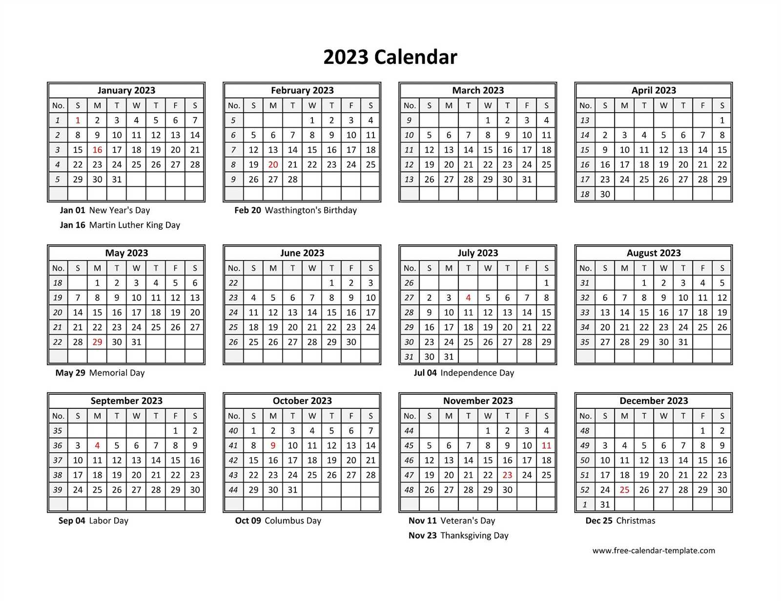 5 year calendar template