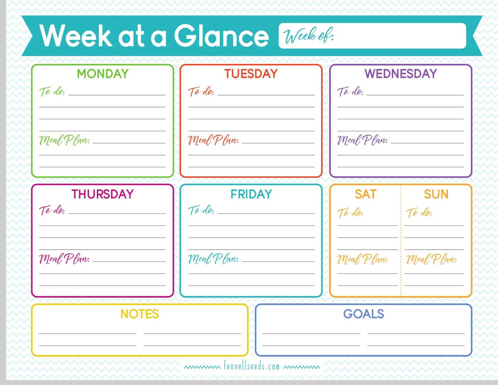 a week at a glance calendar template