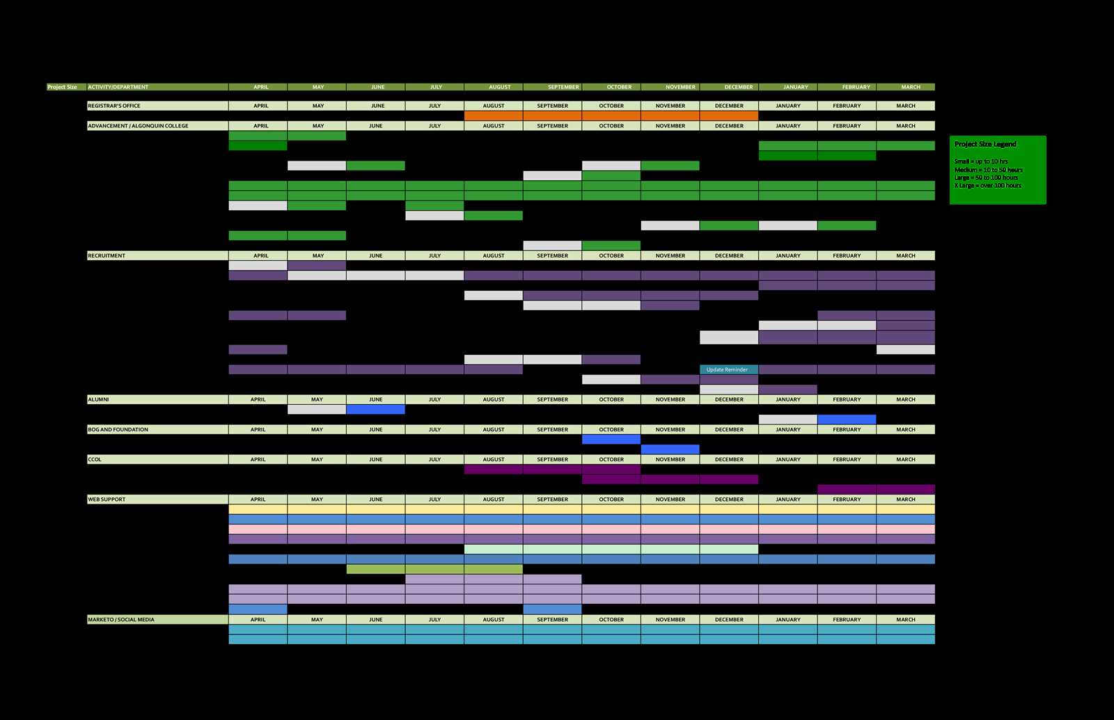 department calendar template