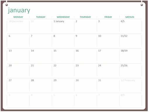 msn calendar template