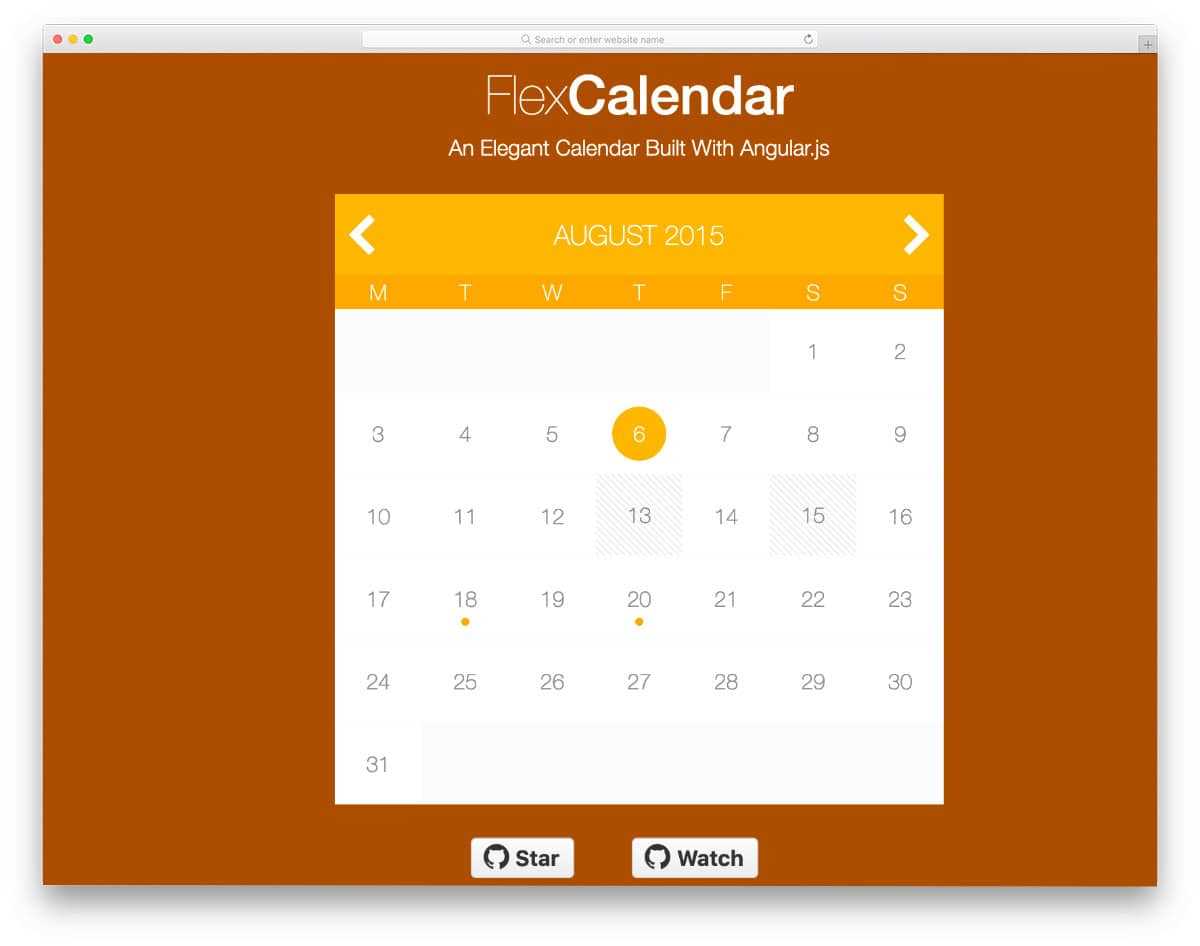 web calendar template