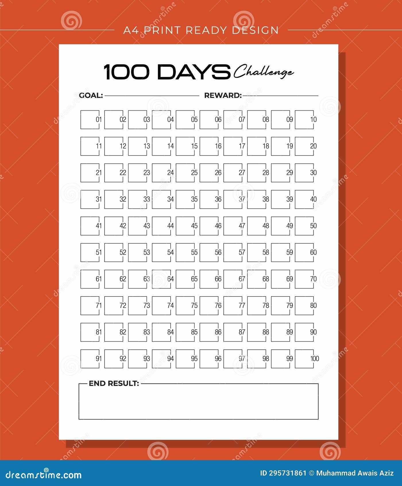 100 day countdown calendar template