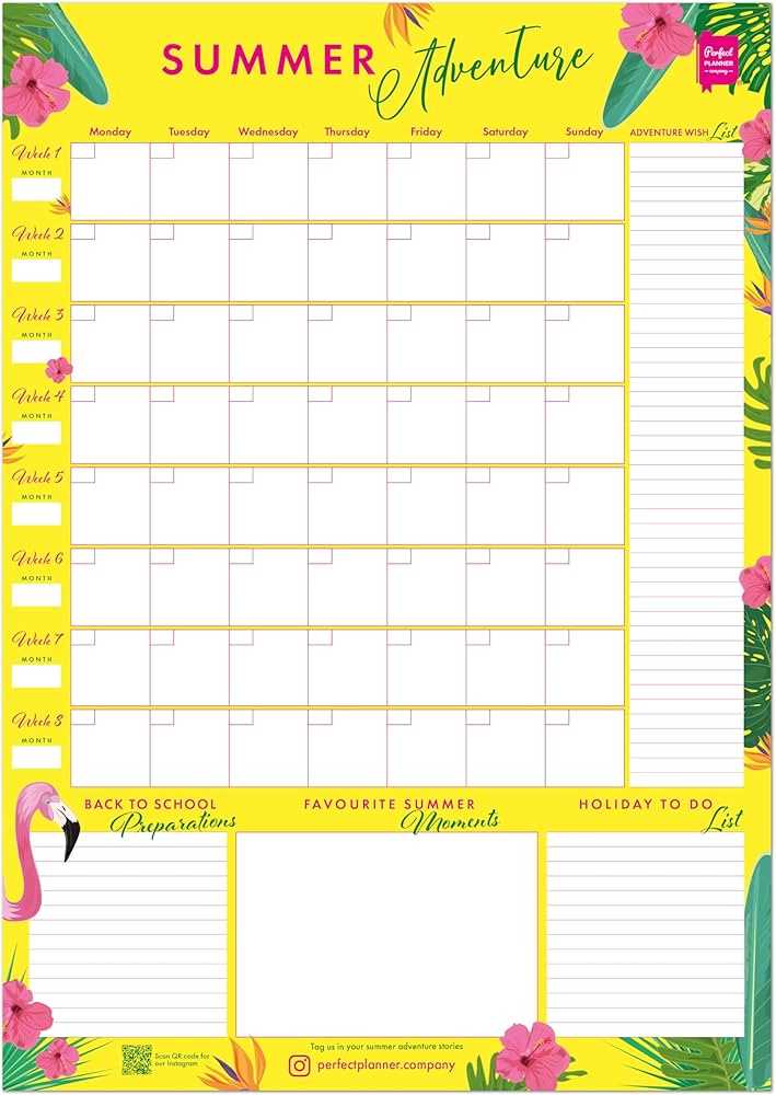 summer planning calendar template