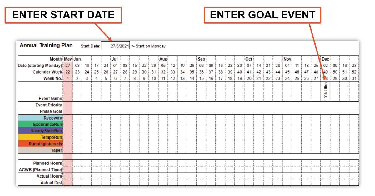 running training calendar template