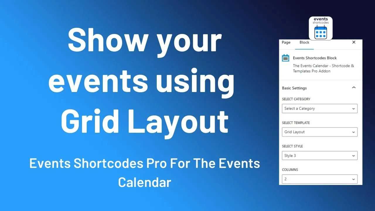 the events calendar shortcode and templates