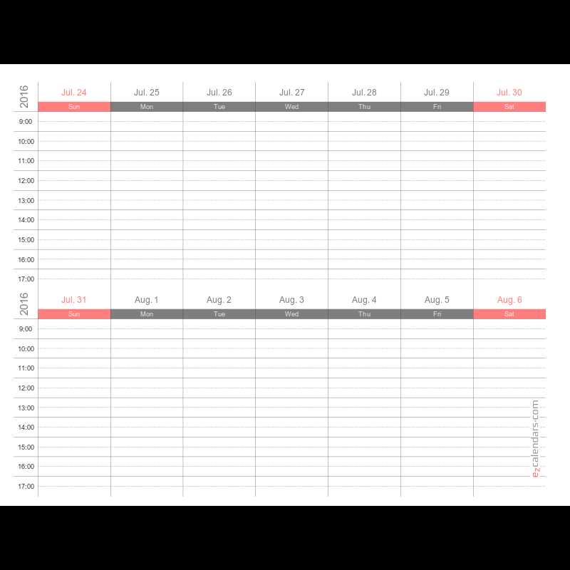 weekly calendar planning activity template