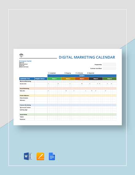 marketing activities calendar template