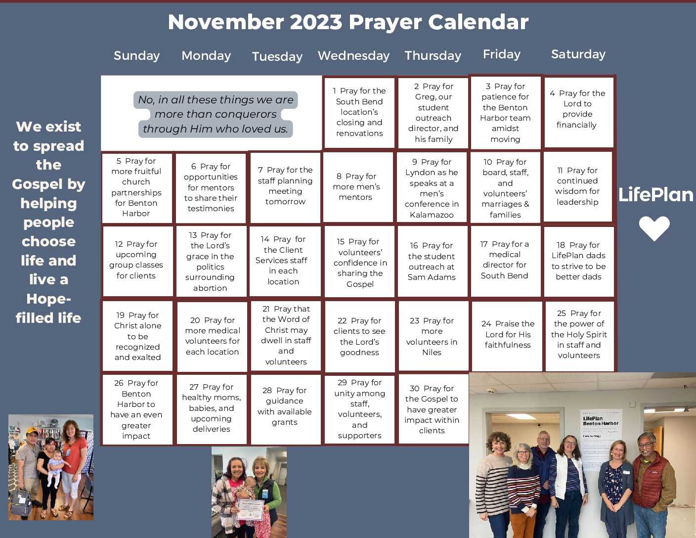 weekly prayer calendar template