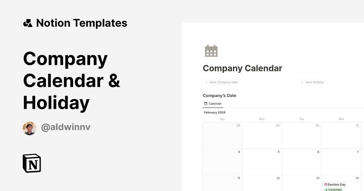 office holiday calendar template