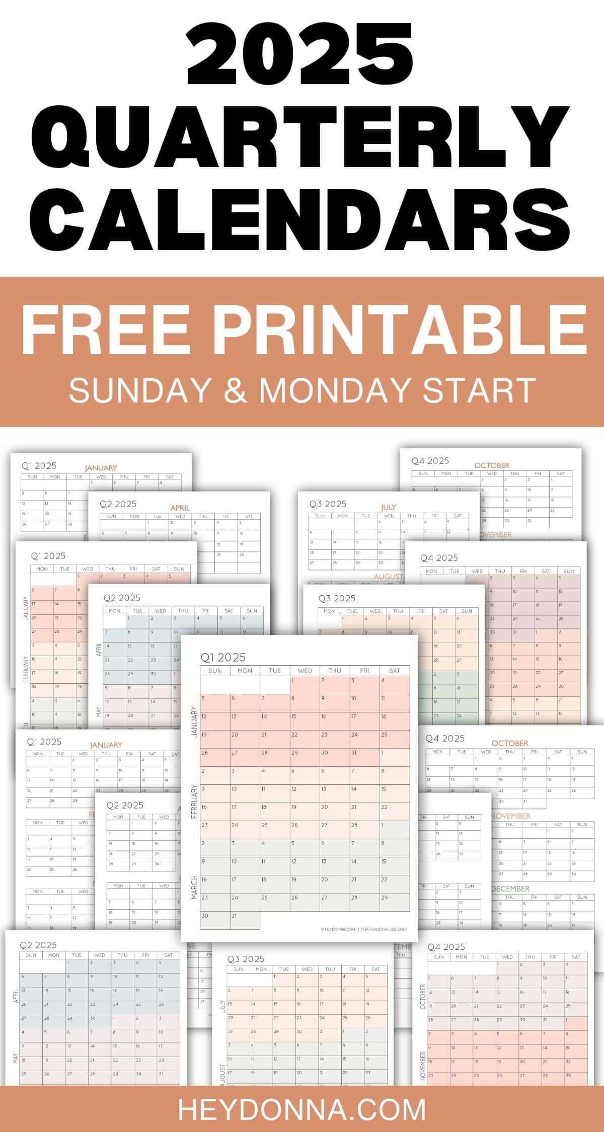 free printable 2025 monthly calendar templates