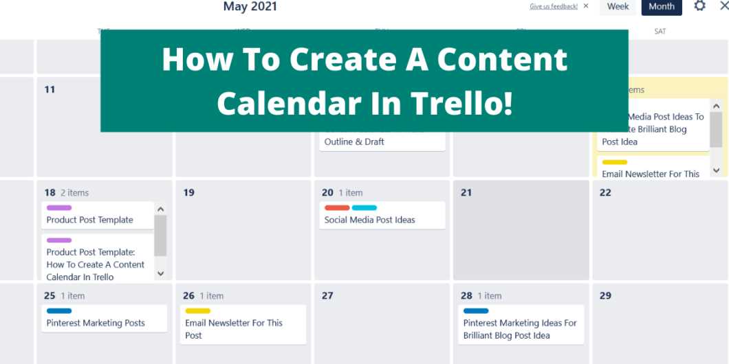 trello social media content calendar template