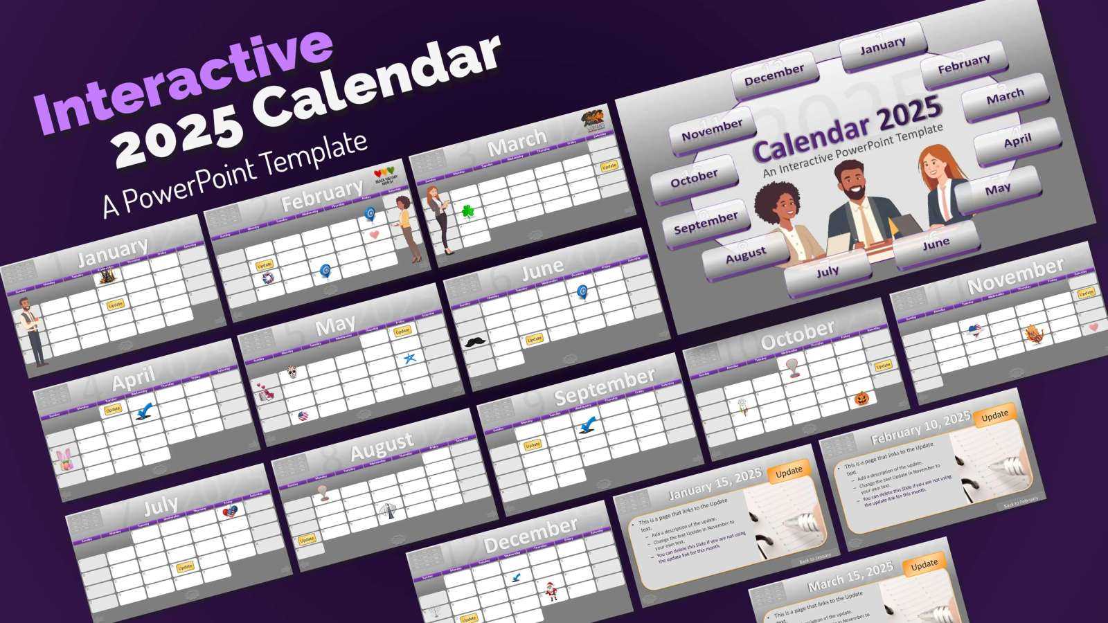 powerpoint monthly calendar template 2025