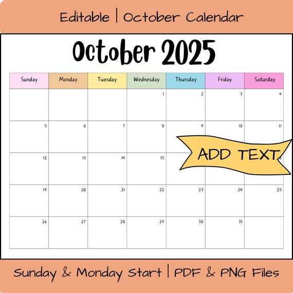 october calendar template 2026