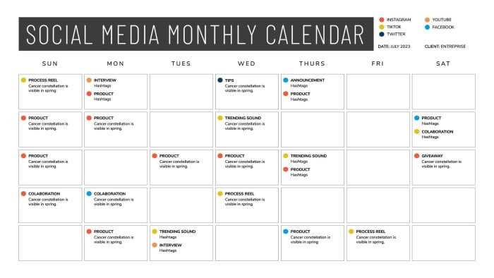 digital content calendar template