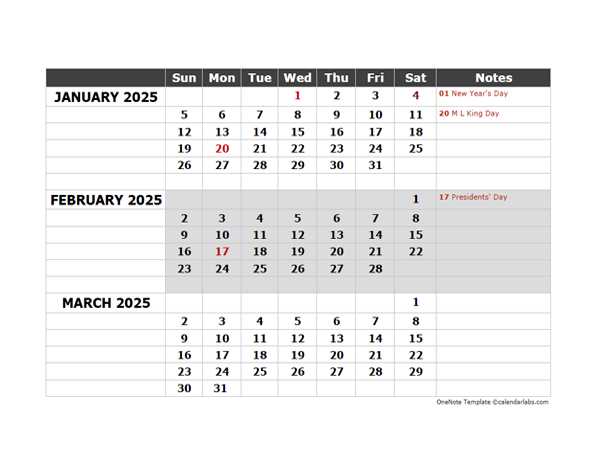free onenote calendar template 2026