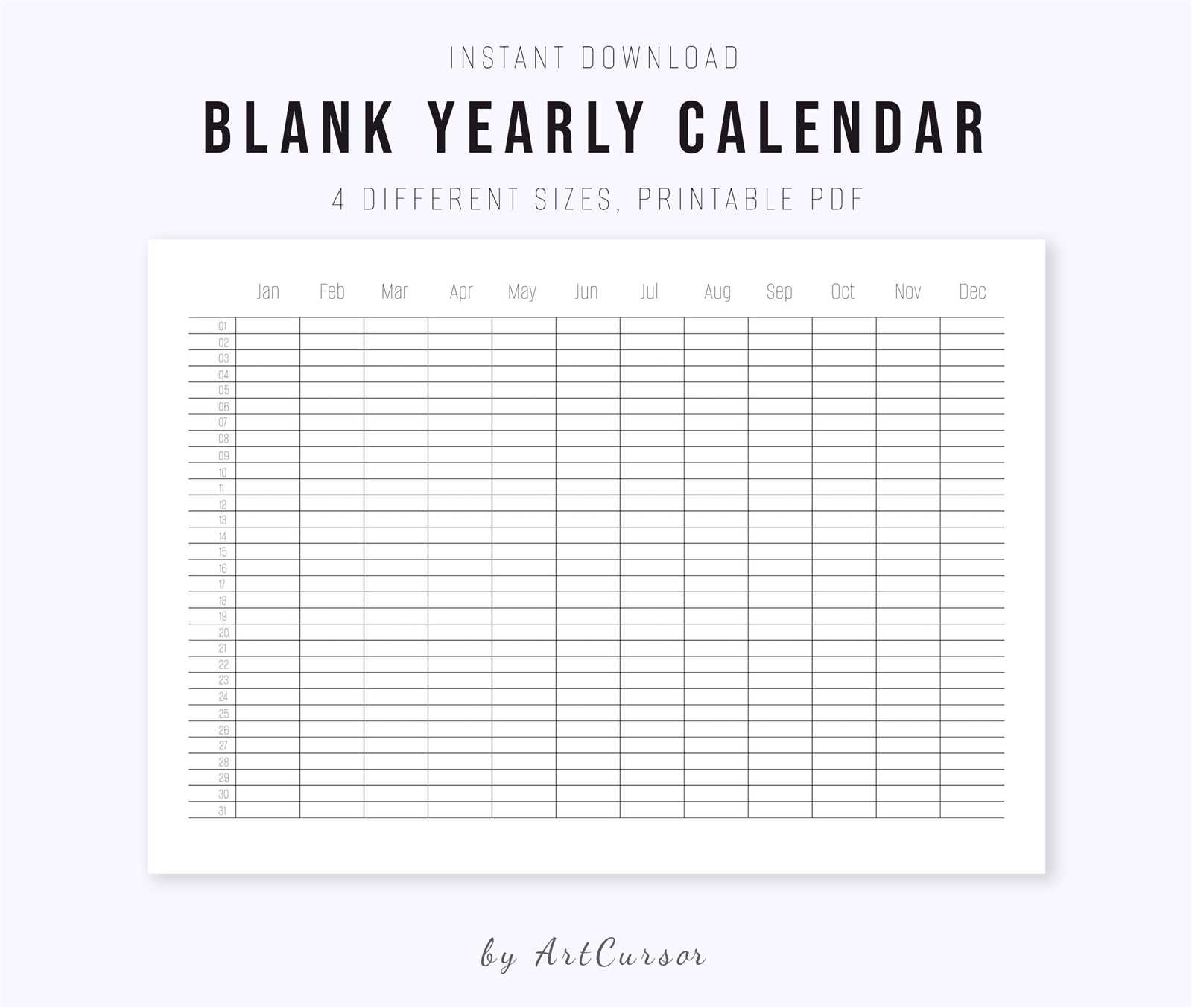 year at a glance calendar template free