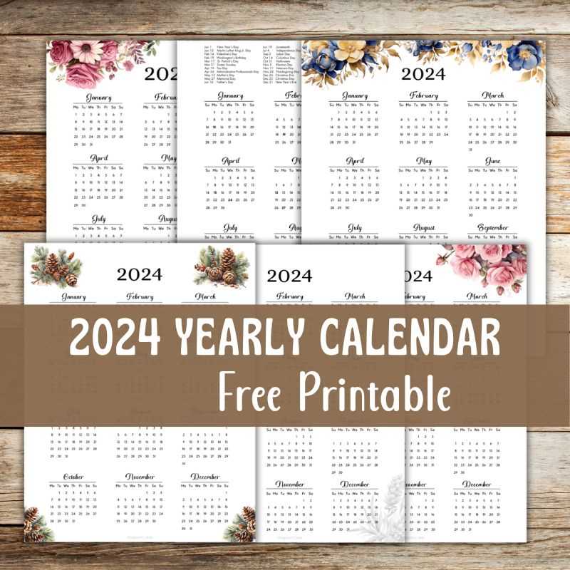 year at a glance calendar template free