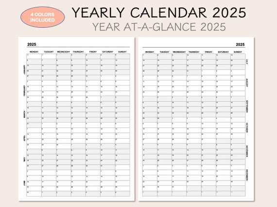 yearly 2025 calendar template