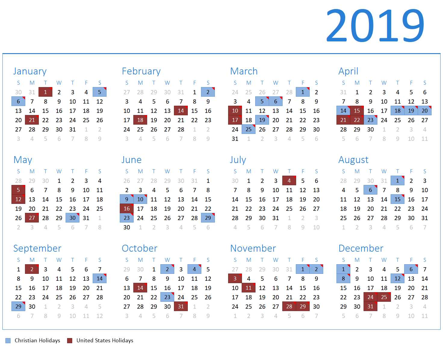 yearly calendar templates