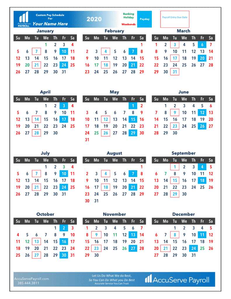 yearly payroll calendar template