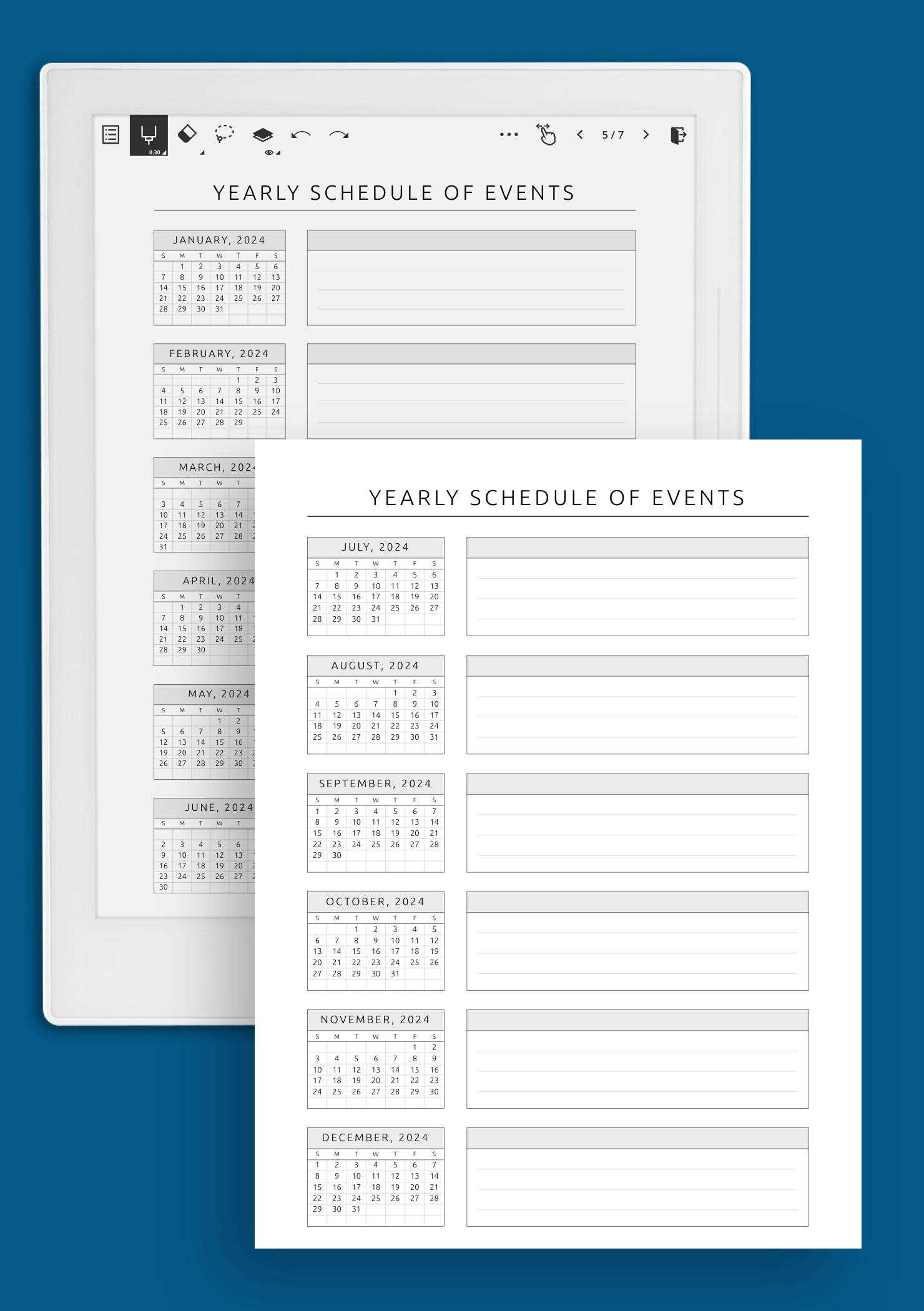 yearly schedule calendar template