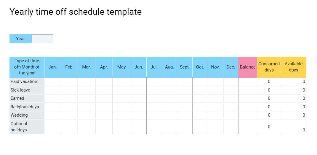 yearly task calendar template