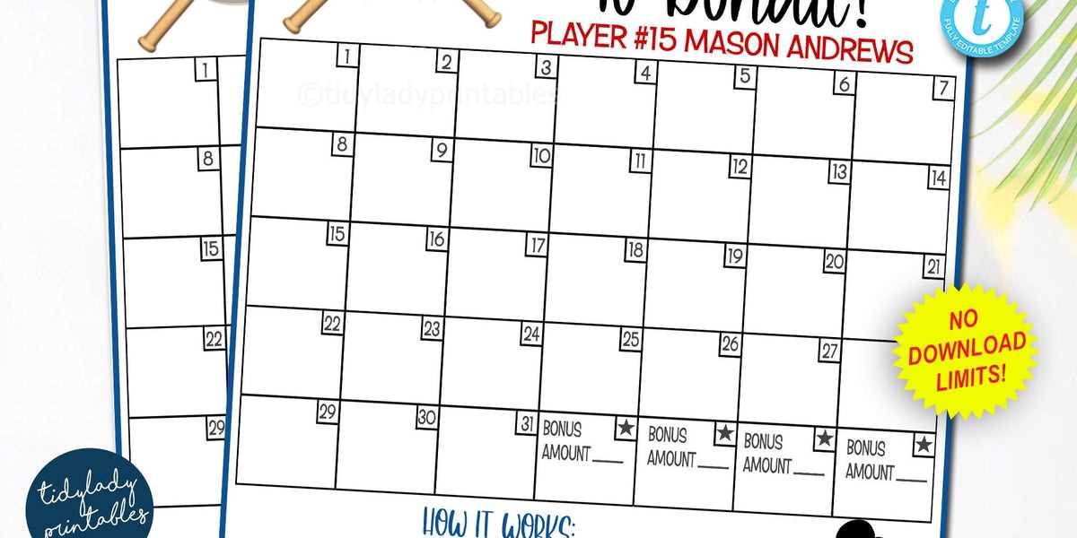 calendar fundraiser template baseball