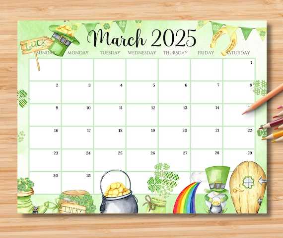 blank calendar template march 2025